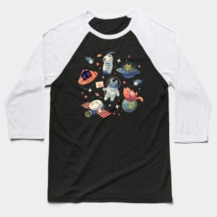 Cats in Space // Universe, Kittens, Feline Baseball T-Shirt